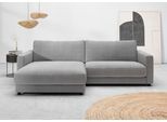 Ecksofa HOME AFFAIRE "Ecksofa Jiro, L-Form, große Sitztiefe, Breite 265 cm", grau (platin), B:265cm H:85cm T:190cm, 100% Polyester, Sofas, Ecksofa, lose Sitz- & Rückenkissen, weicher Polsteraufbau, komfortabel & modern