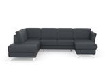 Wohnlandschaft SIT & MORE "Visby U-Form", grau (dunkelgrau), B:303cm H:87cm T:213cm, Sofas, Wohnlandschaft, Wahlweise mit Bettfunktion und Stauraum, frei im Raum stellbar