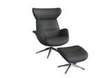 Relaxsessel FLEXLUX "Fernsehsessel More, ergonomisch, drehbar, robuster Fuß, Scandi", grau (warm mineral grau), B:90cm H:107cm T:89cm, 100% Echtleder, Sessel, Relaxsessel, Premium Komfort, Rücken- und Kopfteilverstellung, Drehbar, Fuß Alu