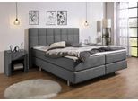 Boxspringbett HOME AFFAIRE "Loomis", grau (anthrazit), B:178cm L:210cm, Komplettbetten, Boxspringbett, inkl. Topper, wahlweise in H2, H3 oder H4 erhältlich