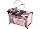 Puppenbett BAYER "Multibett", rosa (einhorn grau, rosa), Puppenmöbel, KinderB:32cm H:72cm T:68cm, Kunststoff, Metall, Stoff, Puppenbett, mit integriertem Hochstuhl, Wickelablage und Mobile, B:32cm H:72cm T:68cm