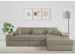 Ecksofa OTTO HOME "Enid L-Form", grau (taupe), B:360cm H:75cm, Baumwollmix (60% Baumwolle/40% Leinen);Struktur fein (100% Polyester);Samtoptik (100% Polyester);Samtvelours (100% Polyester);Struktur (100% Polyester);Struktur recycelt (100% recyceltes Polyester), Sofas, Ecksofa, 3 Teile, bestehend aus Modulen, in vielen Bezügen, auch in Breitcord