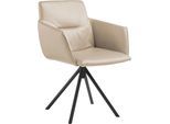 Polsterstuhl MUSTERRING "JustB SP500", beige (desert), 1 Stk., Longlife Xtra-Leder Z77, nicht drehbar, Stühle, Polsterstuhl, mit Armlehne, wahlweise mit Drehfunktion, Stativgestell in schwarz