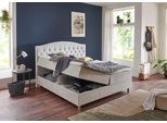 Boxbett HOME AFFAIRE "Piemont", grau (hellgrau), B:162cm L:212cm, Komplettbetten, Boxbett, mit Bettkasten und Topper