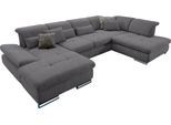 Wohnlandschaft "SO 4100 komfortable Federkernunterfederung, inkl. Kopfteilverstellung", grau (grau 20), B:365cm H:80cm T:225cm, SET ONE BY MUSTERRING, Sofas, Wohnlandschaft, wahlweise Bettfunktion und Sitztiefenverstellung, U-Form