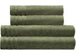 Handtuch Set KLEINE WOLKE "Royal, 4 Stück (2 Handtücher 50/100 cm + 2 Duschtücher 70/140 cm)", grün (forest), 4 Stk., Frottier, Frottier, Obermaterial: 100% Baumwolle, Handtuch-Sets, Handtuch Set, Uni Farben, mit Bordüre, weich, in verschiedenen Sets erhältlich