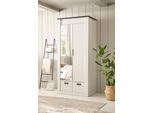 Kleiderschrank HOME AFFAIRE "SHERWOOD Wäscheschrank Garderobe mit Spiegel", weiß (pinie weiß dekor), B:93cm H:209cm T:63cm, Schränke, Kleiderschrank, wahlweise mit Kleiderstange oder Einlegeböden nutzbar, Breite 93 cm