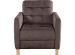 Sessel EXXPO - SOFA FASHION "Elio, Loungesessel, aufwendige Detailverarbeitung, bequem und modern", braun (chocco), B:76cm T:90cm, Luxus-Kunstleder;NaturLEDER (echtes Rindsleder) in Sitz und Rücken. Korpus in passendem Kunstleder SOFTLUX bezogen, Sessel, Sessel, hoher Sitzkomfort für entspannende Momente