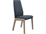 Polsterstuhl STRESSLESS "Laurel", blau (blau dinamica, walnuss), B:57cm H:105cm T:60cm, Microfaser DINAMICA (88% Polyester, 12% Polyurethan), Stühle, Polsterstuhl, High Back, Größe L, mit abgerundeten Beinen in Walnuss
