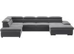 Wohnlandschaft SIT & MORE "Alcudia U-Form", grau, B:349cm H:73cm T:226cm, 98% Polyester, 2% Polyamid, Sofas, Wohnlandschaft, wahlweise mit Bettfunktion