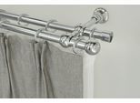 Gardinenstange GARESA "ANDREA", grau (chromfarben), L:380cm Ø:20mm, Metall, Gardinenstangen, Gardinenstange, Vorhanggarnitur, verlängerbar, Endknopf Kugel kurz, mit Ringen