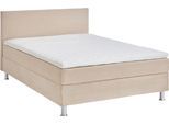 Boxbett "Edison", beige (creme), B:140cm L:209cm, Bezug Bett: Cord (65% Polypropylen, 35% Polyester), ATLANTIC HOME COLLECTION, Komplettbetten, Boxbett, inkl. Bonnellfederkern-Matratze und Topper