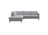 Ecksofa FLEXLUX "Fiore, L-Form", grau (sophisto gre), B:234cm H:85cm T:225cm, 100% Polyester, Sofas, Ecksofa, schmale Armlehnen, Füße Alu/schwarz, B/T 234/225cm, Kaltschaum im Sitz