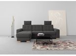 Ecksofa SIT & MORE "Quincy L-Form", grau (dunkelgrau), B:252cm H:82cm T:161cm, Sofas, Ecksofa, wahlweise mit Bettfunktion und Bettkasten