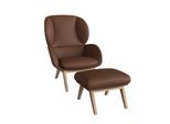 Ohrensessel FLEXLUX "Adria", braun (old chestnut braun), B:78cm H:100cm T:96cm, 100% Echteder, Sessel, Ohrensessel, Stil & Komfort, organische Form, Fuß Eiche