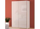 Schwebetürenschrank FORTE "Fittio, Made in Europe, 2 Schiebetüren, modernes Design", weiß, weiß glanz, B:150,1cm H:235cm T:61,2cm, Holzwerkstoff, Schränke, Schwebetürenschrank, Höhe 2,35 mtr, stehende Montage