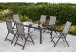 Garten-Essgruppe MERXX "»Trivero«", braun (diamantbraun, diamantbraun, graphit), Aluminium, Polyester, Sitzmöbel-Sets, Garten-Essgruppe, Ausziehtisch: LxB: 140-200 x 90 cm