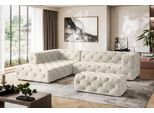 Ecksofa HOME AFFAIRE "FOLLINA", beige (hellbeige), B:325cm H:71cm T:228cm, 100% Polyester, Sofas, Ecksofa, L-Form, mit klassischer Chesterfield-Knopfheftung
