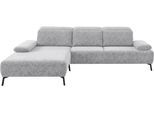 Ecksofa HOME AFFAIRE "Liora, L-Form mit verstellbarem Kopfteil, Breite 291 cm", grau (light, grau), B:291cm H:83cm T:218cm, 5, 9% Viskose, 34, 4% Polyacryl, 59, 7% Polyester, Sofas, Ecksofa, klappbare Armlehne, Tonnentaschenfederkern&saugroboterfreundliche Höhe