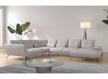 Wohnlandschaft OTTO HOME "Mikado U-Form", grau (hellgrau), B:376cm H:88cm T:297cm, 95% Polyester 5% Polyamid, Sofas, Wohnlandschaft, inkl. Sitztiefenverstellung und Armteilverstellung