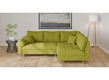Ecksofa HOME AFFAIRE "CHARRE L-Form mit Ottomane, Maße B/T/H: 231/161/81 cm", grün, B:231cm H:81cm T:161cm, 92% Polyester, 8% Nylon, Sofas, Ecksofa, feine Steppung, lose Rücken- und Zierkissen, auch in Cord und Bouclé