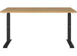 Schreibtisch GERMANIA "GW-Agenda", schwarz (grandson, eiche, nachbildung, schwarz, schwarz, grandson, eiche, nachbildung), B:140cm H:91cm T:80cm, Tische, Schreibtisch, höhenverstellbar von 68-91 cm, verfügbar in verschiedenen Breiten