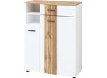 Schuhschrank INNOSTYLE "Schuhschrank Sparks, 80x106x38cm (B/H/T)", weiß, B:80cm H:106cm T:38cm, Holzwerkstoff, MDF, Schränke, Schuhschrank, 2 türig, 1 Schubkaste, 1 offene Fächer, Softclose