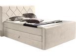 Boxspringbett HOME AFFAIRE "Atlanta", beige (creme), B:160cm L:221cm, Kunststoff, Massivholz, Stoff, Komplettbetten, Boxspringbett, inklusive Topper und Bettkasten