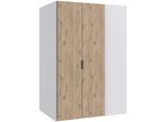 Eckschrank WIMEX "Norderney", weiß (weiß, absetzung viking oak nachbildung), B:135,2cm H:197cm T:97cm, Holzwerkstoff, Schränke, Eckschrank, Begehbarer Kleiderschrank, Ecklösung, Garderobe