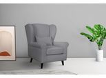 Sessel HOME AFFAIRE "Ohrensessel CHISTELLE, wahlweise mit Polsterhocker", grau, B:81cm H:99cm T:87cm, 100% Polyester, Sessel, Sessel, mit Wellenunterfederung, Maße: B/T/H: 81/87/99 cm