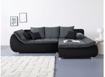 Ecksofa HOME AFFAIRE "Imola, elegant und modern, aktuelle Steppung im Sitz, bequem, L-Form", schwarz (schwarz, anthrazit), B:271cm H:90cm T:104cm, Sofas, Ecksofa, frei im Raum stellbar, wahlweise mit Bettfunktion und Bettkasten