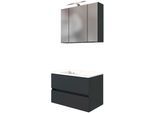 Badmöbel-Set WELLTIME "Baabe", grau, B:80cm, MDF, Kastenmöbel-Sets, Badmöbel-Set, Breite 80 cm, Softclose-Funktion
