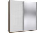 Kleiderschrank WIMEX "Mugano, B/T/H 135 oder 180/65/198cm, Made in Germany", schwarz (front hg lack weiß, korpus artisan, eiche nachbildung, griffe schwarz), B:180cm H:198cm T:65cm, Holzwerkstoff, Schränke, Kleiderschrank, 2 Schwebetüren mit oder ohne Spiegel, Metallgriffe