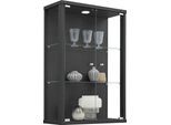 Vitrine FIF MÖBEL "OPTIMA", schwarz, B:56cm H:82cm T:25,2cm, Holzwerkstoff, Sicherheitsglas ESG, Schränke, Vitrine, Hängevitrine/Glasvitrine 2x Glastür,perfekt für Sammler,Sammlervitrine