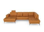 Wohnlandschaft SIT & MORE "Bendigo U-Form", gelb (curry), B:332cm H:87cm T:226cm, Sofas, Wohnlandschaft, inklusive Sitztiefenverstellung, Bodenfreiheit 15 cm, in 2 Fußfarben