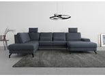 Wohnlandschaft SIT & MORE "Cinturo U-Form", blau (dunkelblau), B:345cm H:88cm T:226cm, Sofas, Wohnlandschaft, inklusive Sitztiefenverstellung und Federkern, Sitzhöhe 45 cm