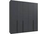 Kleiderschrank WIMEX "Mugano,in 5 Breiten,2 Höhen,2 Tiefen, viele Farben, Made in Germany", grau (grafit, griffe schwarz), B:225cm H:236cm T:58cm, Holzwerkstoff, Schränke, Kleiderschrank, mit langen Griffen aus Metall, mit oder ohne Spiegel