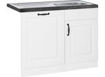 Spülenschrank WIHO KÜCHEN "Erla", weiß (front: kassette weiß, korpus: weiß, arbeitsplatte: granit schwarz), B:110cm H:86cm T:60cm, Schränke, Spülenschrank, 110 cm breit, inkl. Tür/Sockel für Geschirrspüler