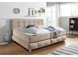 Boxspringbett HOME AFFAIRE "Salo", beige, B:174cm L:211cm, Struktur (100% Polyester);Bezug der Spiegelfläche Matratzendrell aus 100% Polyester;Samtoptik (100% Polyester), Komplettbetten, Boxspringbett, incl. Topper, 6 Breiten, 2 Härtegrade, TFK auch in Härtegrad 4