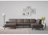 Wohnlandschaft SIT & MORE "Fashion U-Form", braun, B:338cm H:84cm T:207cm, Sofas, Wohnlandschaft, wahlweise mit Kopfteilverstellung, Vorziehsitz, motorisch, Metallfüße