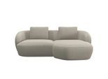Wohnlandschaft FLEXLUX "Torino, rund, L-Form, Sofa-Ecke mit Recamiere, Longchair-Sofa", beige (natural), B:217cm H:85cm T:146cm, 100% Polyester, Sofas, Wohnlandschaft, Modernes, organisches Sofa-Design, Kaltschaum, Wellenunterfederung
