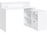 Eckschreibtisch OTTO HOME "Licia", weiß (weiß, weiß), B:140cm H:96,5cm T:95cm, Tische, Eckschreibtisch, Breite 140 cm, mit viel Stauraum, im Landhausstil