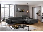 Ecksofa W.SCHILLIG "piedroo, Designsofa mit tollem Sitzkomfort, bequem und elegant, L-Form", grau (anthrazit s37), B:343cm H:70cm T:193cm, Stoff S37 (100% Polyester): Luxus-Microfaser in Lederoptik, Sofas, Ecksofa, Kopfteilverstellung, wahlweise mit Sitztiefenverstellung, Breite 343cm