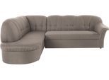 Ecksofa DOMO COLLECTION "Pegnitz, zeitlose und elegante Rückensteppung, Breite 246cm, L-Form", grau (stone), B:246cm H:82cm T:180cm, 100% Polyester, Sofas, Ecksofa, wahlweise mit Bettfunktion