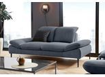 2,5-Sitzer W.SCHILLIG "enjoy&MORE", blau (marine r66), B:232cm H:87cm T:110cm, Chenille-Flachgewebe R66 (85% Polyester, 15% Nylon);Longlife Xtra-Leder Z59: Glattleder mit modischer Prägung. Hautstärke 0, 9 - 1, 1 mm;Stoff S37 (100% Polyester), Sofas, 2 5-Sitzer, Sitztiefenverstellung, Füße schwarz pulverbeschichtet, Breite 232 cm