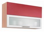Faltlifthängeschrank WIHO KÜCHEN "Montana", rot (front: burgund, kopus: sonoma eiche), B:90cm H:56,5cm T:35cm, Holzwerkstoff, Schränke, Faltlifthängeschrank, 90 cm breit