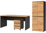Büromöbel-Set GERMANIA "Lissabon", braun (graphit, navarra, eiche, nachbildung), H:197cm T:79cm, Arbeitsmöbel-Sets, Büromöbel-Set