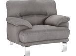 Sessel TRENDMANUFAKTUR "Cecilia II, Loungesessel in italienischem Design", silber, B:112cm H:87cm T:89cm, Microfaser Vintage (100% Polyester);Struktur (100% Polyester);Struktur fein (100% Polyester), Sessel, Sessel, breite und bequeme Armlehnen