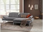 Ecksofa W.SCHILLIG "enjoy&MORE, mit tollem Sitzkomfort, elegant und bequem, L-Form", grau (dolphin r66), B:294cm H:87cm T:185cm, Chenille-Flachgewebe R66 (85% Polyester, 15% Nylon);Longlife Xtra-Leder Z59: Glattleder mit modischer Prägung. Hautstärke 0, 9 - 1, 1 mm;Stoff S37 (100% Polyester), Sofas, Ecksofa, mit Sitztiefenverstellung, Füße silber matt, Breite 294 cm