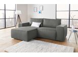 Ecksofa "LooksII kubisch, bequem, strapazierfähige Bezüge, Breite 242cm, L-Form", grau (steel), B:242cm H:87cm T:160cm, Feinstruktur weich (100% Polyester);Struktur fein (100% Polyester), LOOKS BY WOLFGANG JOOP, Sofas, Ecksofa, geradlinig und komfortabel